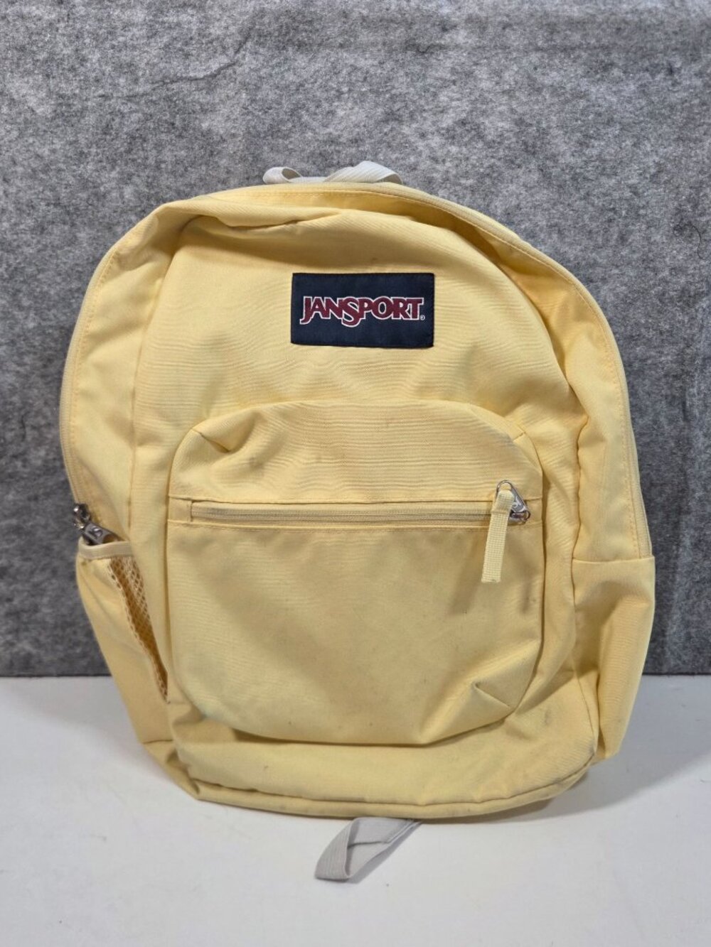 JanSport Cross Town Backpack Pale Banana Yellow Preppy Minimalist School Bag